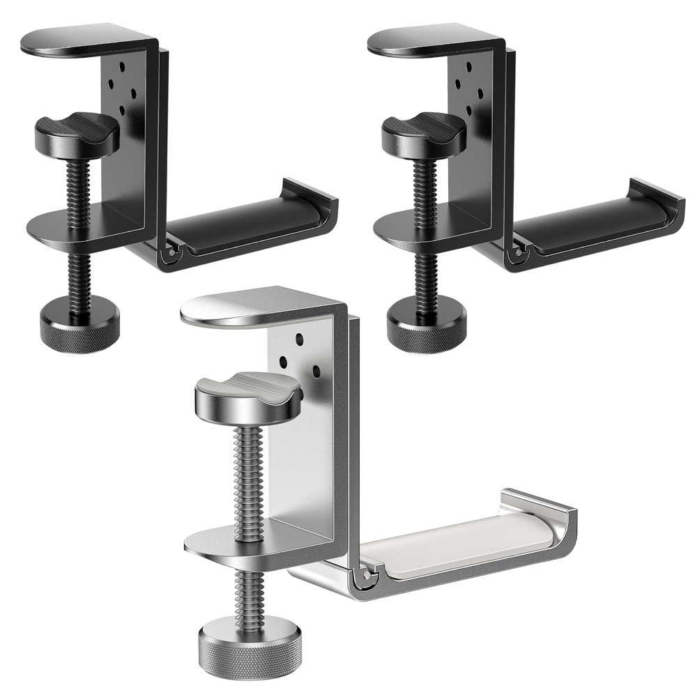 APPHOME Foldable Headphone Stand Hanger Holder(Black-2PC) Foldable Headphone Stand Hanger Holder (Silver-1PC)