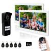 ANJIELO SMART Wired & Wireless Video Intercom System, 2 Units 10 Inch Touch Monitor, Wireless WiFi Video Doorbell, 3 in 1 Unlock, Dual Way Audio, Black and White view 1
