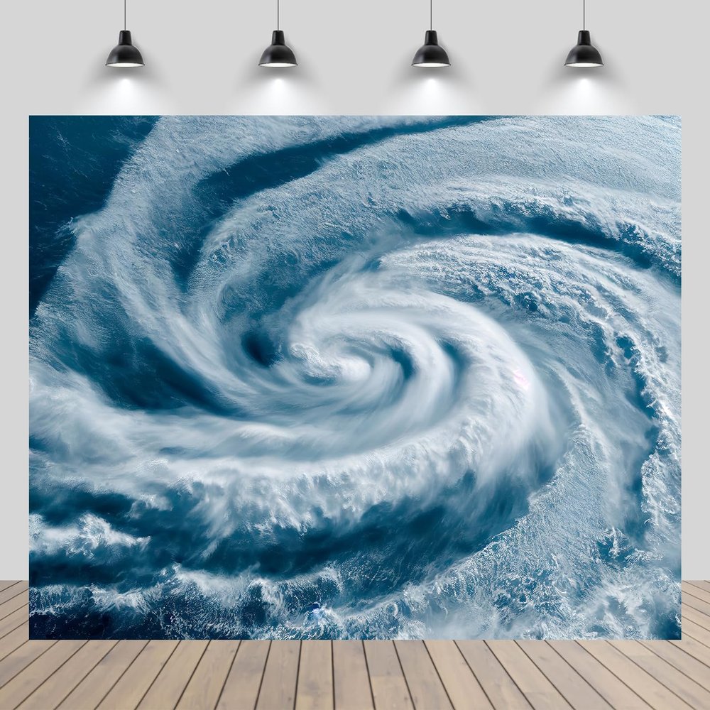 CHNYWORK 5ftx3ft Super Typhoon Satellite View Backdrop Hurricane Eye Over The Ocean Backdrop Hurricane from Space Background Ocean Nautical Adventure Party Decor Portrait Shoot Studio Props