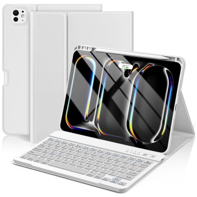 KBCASE Keyboard Case for iPad Pro 11 inch (M5/M4) 2025/2024, Detachable Bluetooth Keyboard Case for iPad Pro 11 inch M5 M4, with Pencil Holder (Gray)