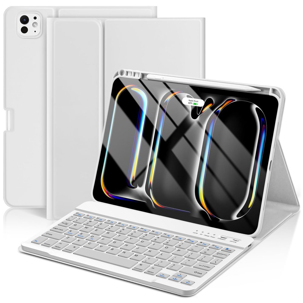 KBCASE Keyboard Case for iPad Pro 11 inch (M5/M4) 2025/2024, Detachable Bluetooth Keyboard Case for iPad Pro 11 inch M5 M4, with Pencil Holder (Gray)