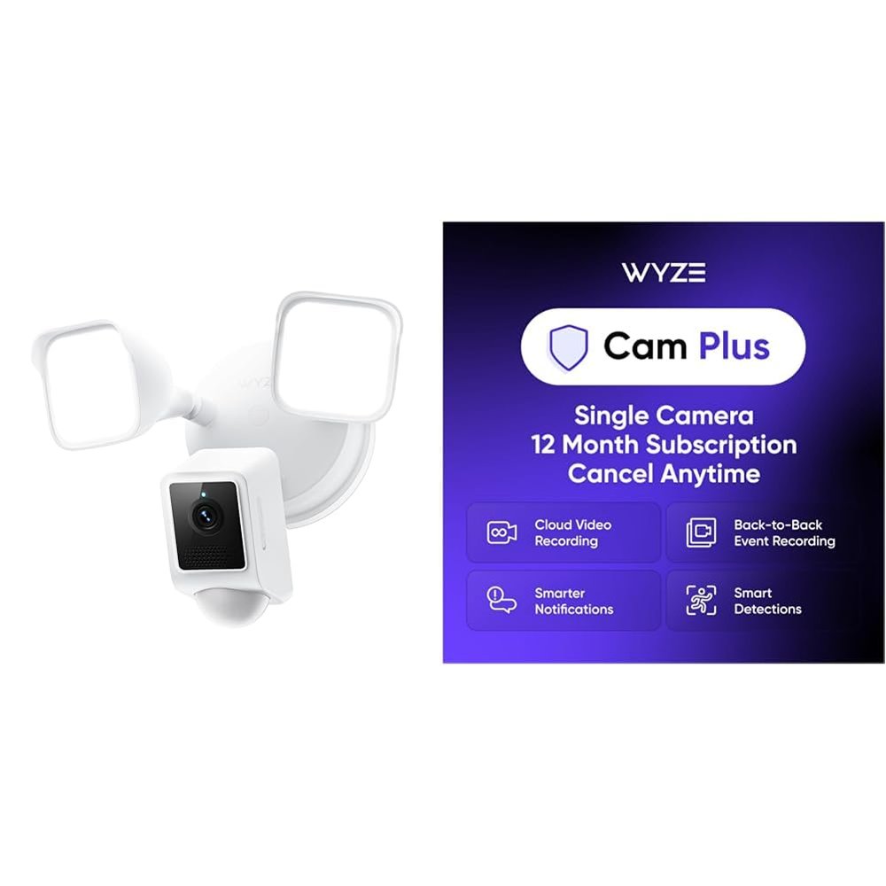 WYZE Floodlight v2 White Cam Plus Yearly, Covers 1 Camera, Auto-Renews at $19.99/Year, Activation Required