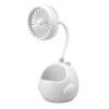 CHEOTIME USB Desk Fan, Cartoon Dinosaur Quiet Rechargeable Multifunctional Portable Pen Holder Desktop Fan Personal Cooling Fan for Home Office(white) view 1