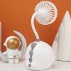 CHEOTIME USB Desk Fan, Cartoon Dinosaur Quiet Rechargeable Multifunctional Portable Pen Holder Desktop Fan Personal Cooling Fan for Home Office(white) view 4