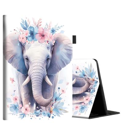 Case for All-New Amazon Kindle Fire HD 10 Tablet (13th/11th Generation 2023/2021 Release) and Fire HD 10 PlusSlim Fit Foldable Standing Cover Case with Auto Sleep/Wake,Watercolor Elephant