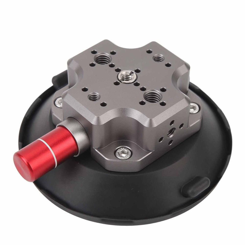 Aluminum Alloy Suction Cup Camera Mount, 4.7in Hand Pump Vacuum Suction, 360 Rotation and 1/4in Threaded Holes, Made for Smooth Surfaces