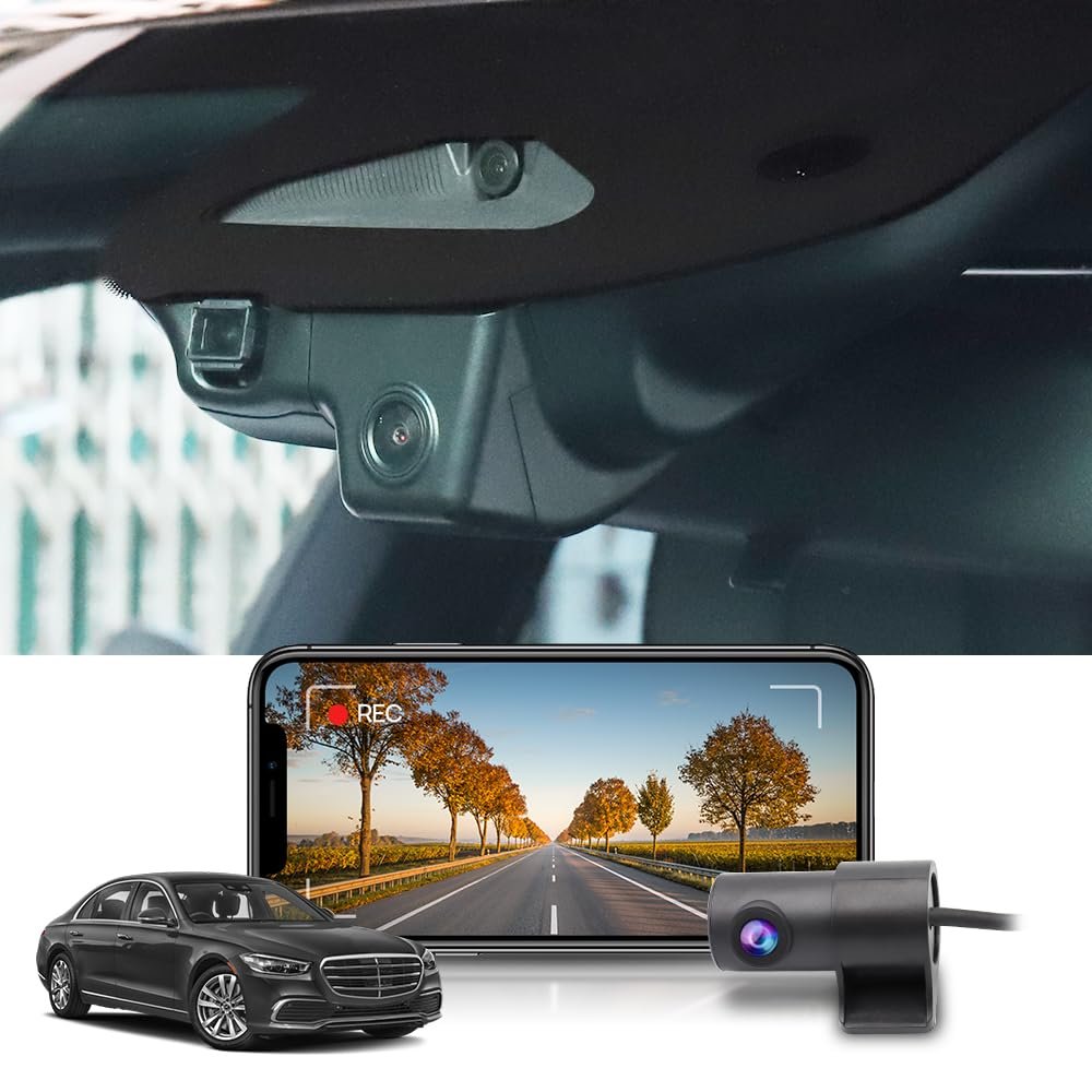 Fitcamx 4K Dual Dash Cam Adapts for Mercedes-Benz S-Class 2021 2022 2023 2024 S500 S560 S580 S580e Sedan Coupe Cabriolet (Beige), OEM Look, Dual Loop Recording, Easy to Operate&WiFi, G-Sensor, 128GB