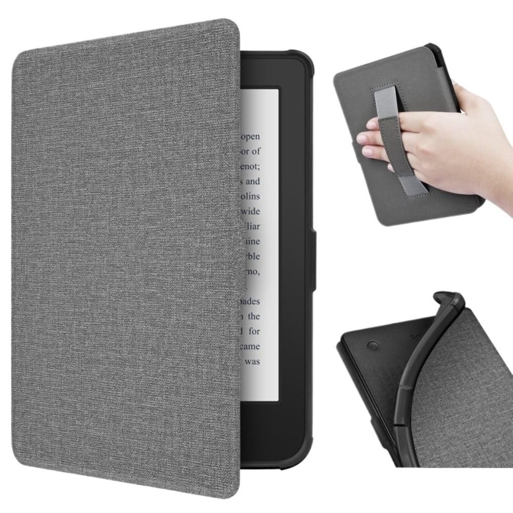SOENS 6inch eReader Case Shockproof Auto Sleep/Wake TPU Hand Support Anti Scratch Suitable for Kobo Clara Colour/BW 2024(Gray)