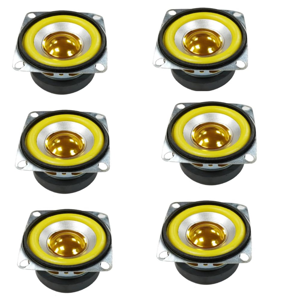 6PCS 4Ohm 5W Full Range Audio Speaker Bass Stereo Woofer Loudspeaker Compatible with Arduino (Yellow)