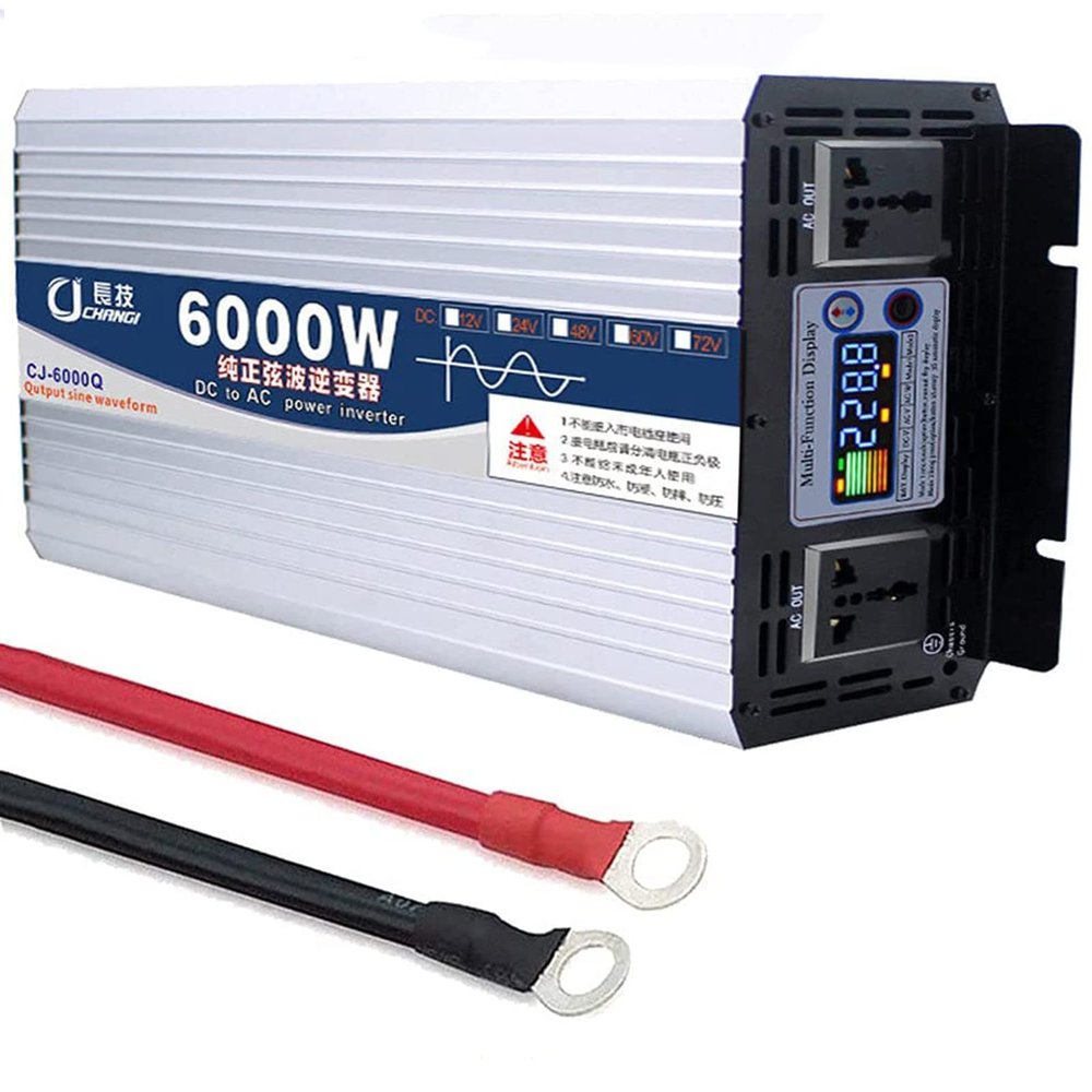 5000W 6000W 7000W 8000W Pure Sine Wave Inverter 12v 24v 48v 60v DC to AC 110v/220v Converter with LCD Display USB Charge Port Outlets for Car RV Boat Road Travel Emergency Tools,5000W-12Vto110V (