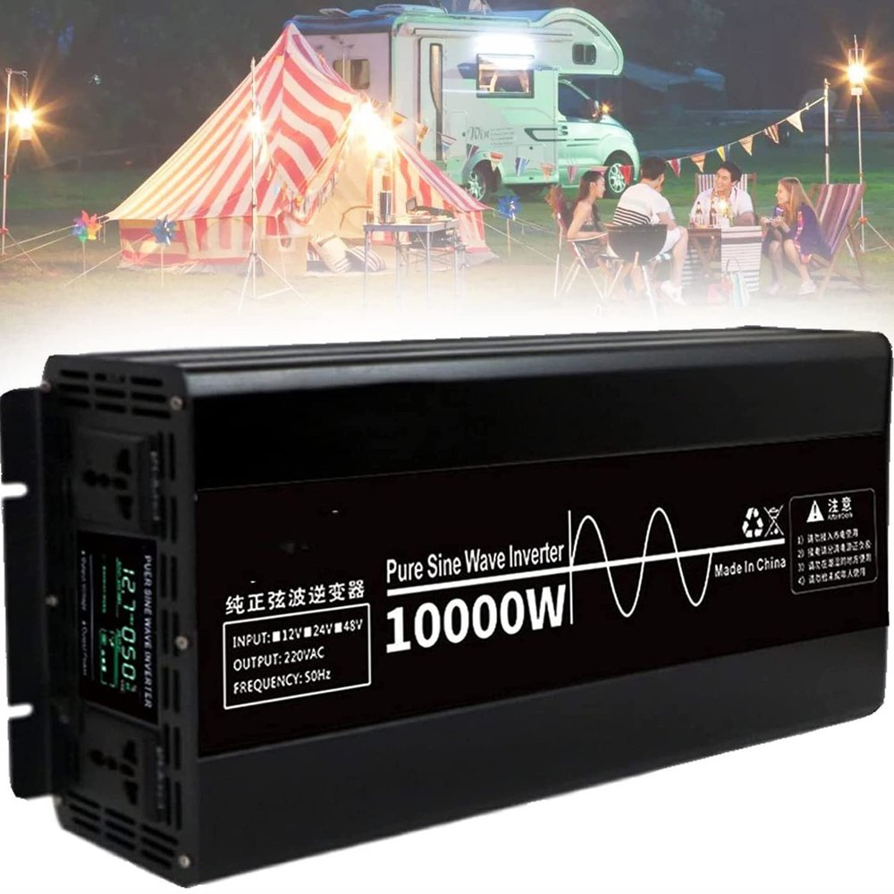 10000w Pure Sine Wave Inverter Dc 24v/48v to Ac 220v Car Converter Power Inverter Transformer with LCD Display and Ac Outlets,for Rv Truck Boat Camping Household Van,10000W-48Vto220V (10000W 24Vt