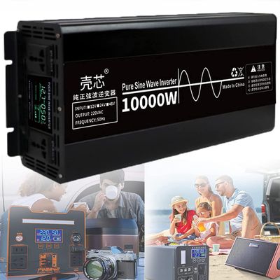 Pure Sine Wave Inverter, 10000w Dc 24v/48v to Ac 220v Car Converter Power Inverter with Cooling Fans for Motorhomes, Truck, Boat, Camping,10000W-24Vto220V (10000W 48Vto220V)