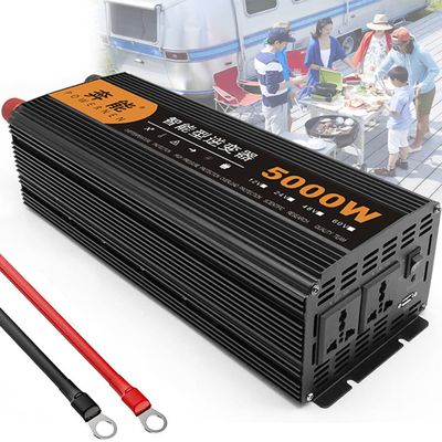 5000W Pure Sine Wave Inverter 12v/24v/48v Dc to 220v/230v Ac Car Power Battery Inverter, with Ac Outlets LCD Display for Rv Truck Car Boat Travel,24V (48V)