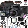 Canon EOS 2000D / Rebel T7 w/EF-S 18-55mm F/3.5-5.6 Zoom Lens + 64GB Memory, Filters,Case, Tripod, LED Light, Remote, and More (35pc DSLR Camera Bundle) (Renewed), Black view 1