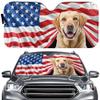 4th Of July American Flag Dog & Cat Personalized Custom Auto Windshield Sunshade, Car Window Protector - Gift For Pet Owners, Pet Lovers, Independence Day Windshield Sunshade With Pet Photos view 1