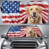 4th Of July American Flag Dog & Cat Personalized Custom Auto Windshield Sunshade, Car Window Protector - Gift For Pet Owners, Pet Lovers, Independence Day Windshield Sunshade With Pet Photos view 4