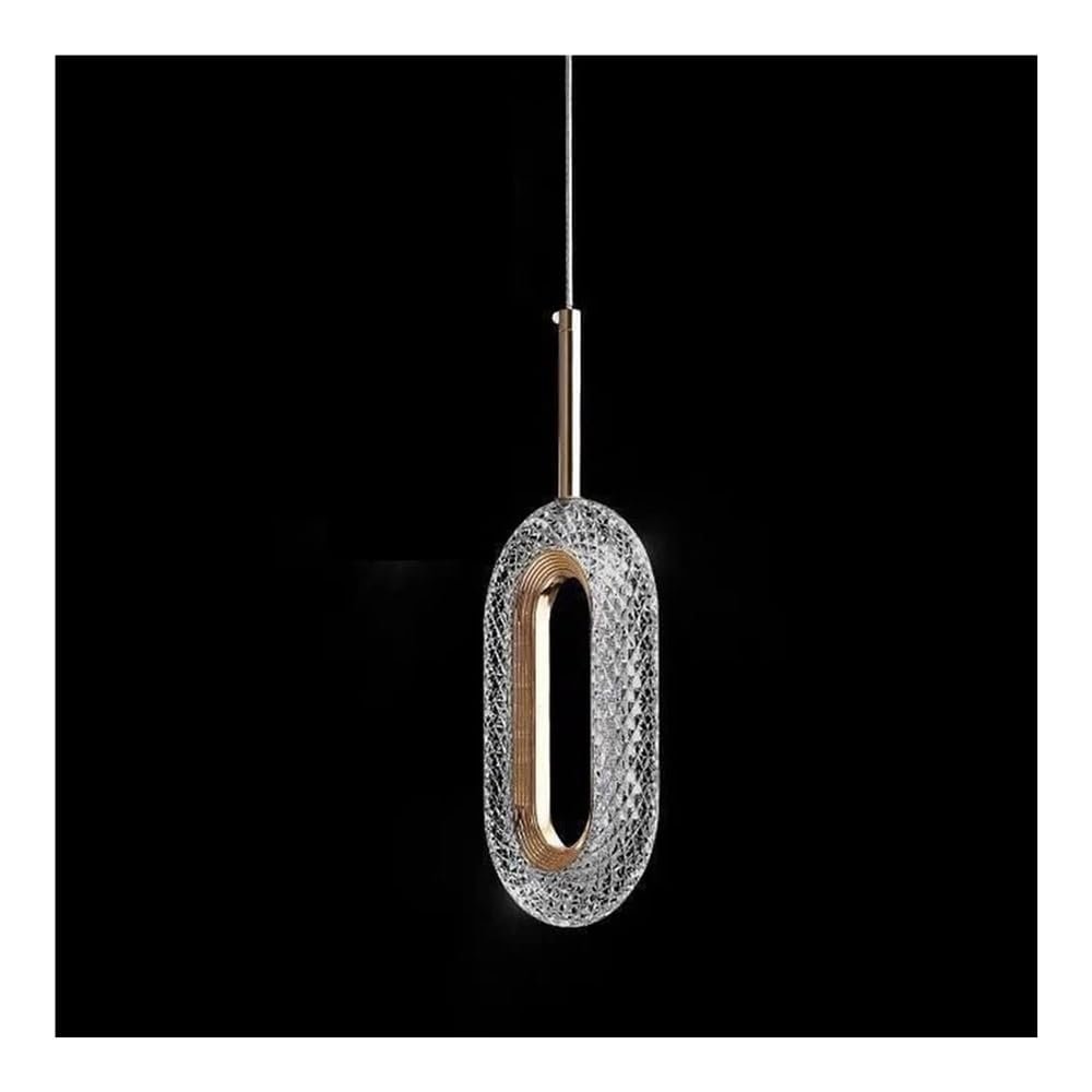 DXYC Creative Oval Modern Bed Chandeliers, 12W Variable Light LED Pendant Light, Height Adjustable Ceiling Decor Chandelier Fixtures for Dining Room, Bar, Kitchen Island(White Light)