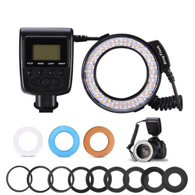 DirectNine Basics LED Macro Flash Light, LCD Display, 48 LEDs, 4 Modes, 7 Levels Brightness, 9 Adapter Rings, Blue and Orange Diffusers, for DSLR Cameras, Genericthqmbgc0a9