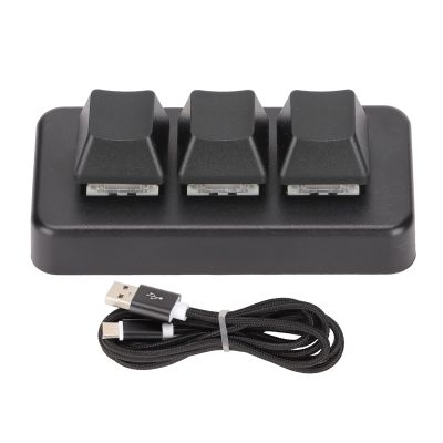 nikusaz RGB Backlit 3 Key Keypad USB Interface Mini Mechanical Programmable Macro Pad for Computer Black (Black)