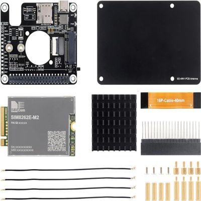 PCIe to 5G/4G/3G HAT Designed for Raspberry Pi 5 Compatible with 3042/3052 Packages SIMCom/Quectel 5G Modules, Options for 5G Module @XYGStudy (SIM8262E-M2)