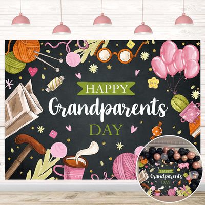 Happy Grandparents Day Backdrop for Photo School Event Retirement Love Grandma and Grandpa Party Decorations Grandparent's Day Family Gatherings Holiday Photography Wall Decor (10x6FT)