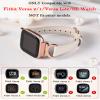 Minyee Leather Band Compatible with Fitbit Versa 2/Fitbit Versa/Versa Lite Bands Women, Slim Thin Dressy Designer Premium Leather Strap with C-Shape Metal Buckle for Versa 2 Watch, Starlight/Rose Gold view 2