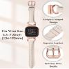 Minyee Leather Band Compatible with Fitbit Versa 2/Fitbit Versa/Versa Lite Bands Women, Slim Thin Dressy Designer Premium Leather Strap with C-Shape Metal Buckle for Versa 2 Watch, Starlight/Rose Gold view 3