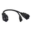 JORINDO IEC320 C6 to 1-15R+C7 Y Splitter Power Cable.C6 to Household 2-Hole Socket 1-15R and Figure 8 Jack Adapter.C7/USA Socket 2 in 1 c6 Adapter Cable.1FT/0.3M (C6 to C7+1-15R) view 1