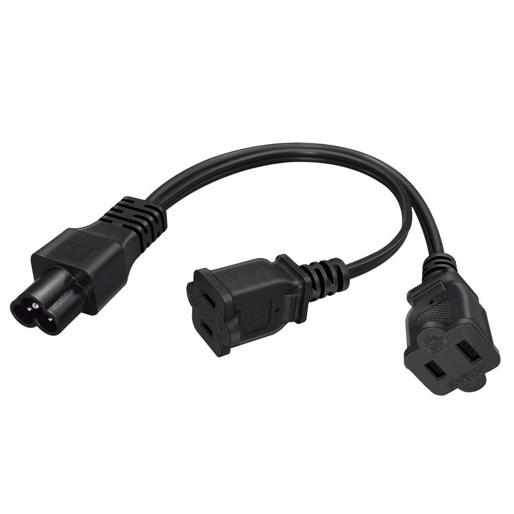 JORINDO IEC320 C6 to NEMA 1-15R Y Splitter Power Cable.Dual nema 1-15r Female Socket to C6 Plug Adapter Converter AC Power Supply Cord,1FT/0.3M (C6 to 2 X 1-15R)