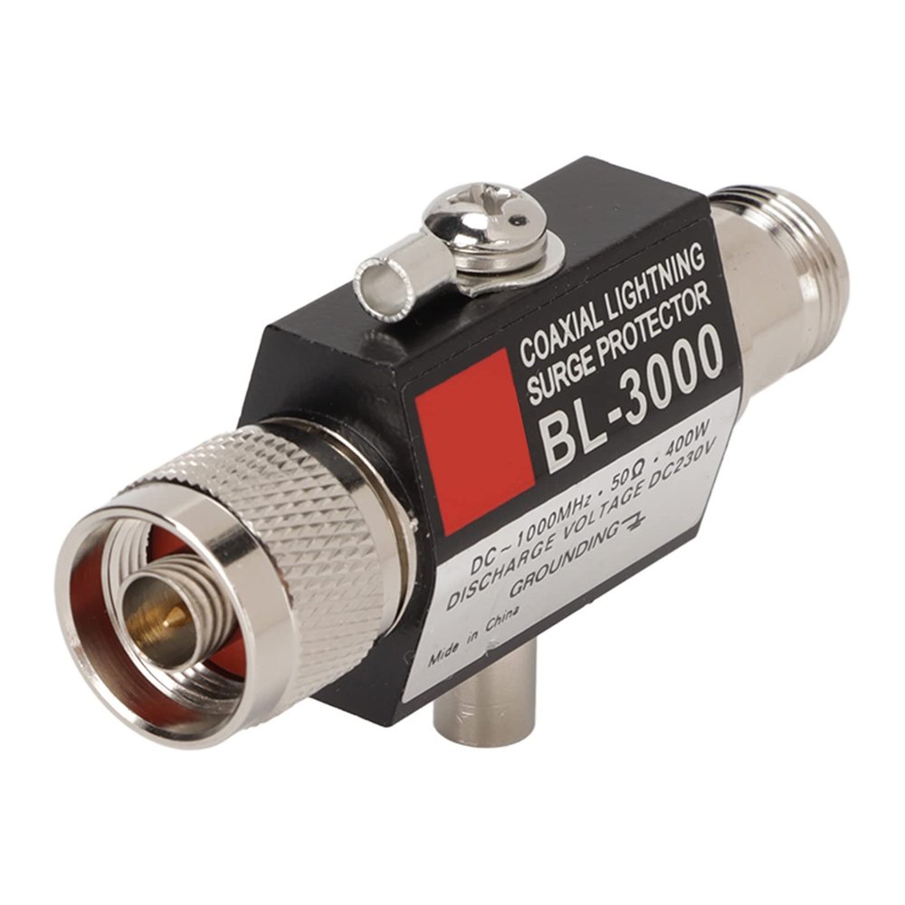 Beufee Coax Lightning Arrestor, N Female to N Male 400W Lightning Surge Arrestor 50 Ohm Lightning Surge Protector for Transceiver Receiver