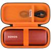 Supmay Hard Carrying Case for Sonos Roam 2/ Sonos Roam Portable Waterproof Bluetooth Speaker, Wireless Portable Speaker Protection Case with Mesh Pocket for USB-C Cable, Black+Orange view 1