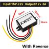 OLDAJNGK DC to DC Converter 15V 24V 36V 48V 60V 72V to 12V Power Inverter 1-5A Step Down Buck Voltage Regulator for Car LED Audio(3A ABS M Reverse) view 2