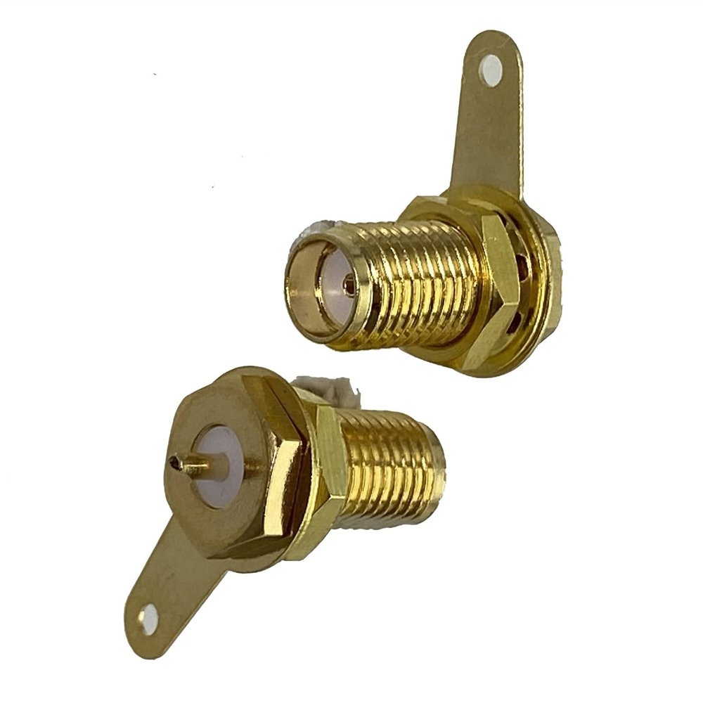 JFZTPVAK 5pcs SMA Female Jack Bulkhead Nut Surface Connector Solder Panel Mount RF Coaxial Brass 50ohm Wire Terminals Straight