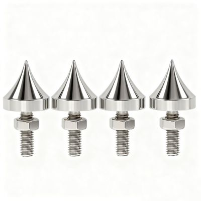Tissting 4 Pcs Speaker Spikes M6/M8/M10/M12 Stainless Steel HiFi Shock Absorber Isolation Pucks Speaker Resonance Feet Spikes for Amplifier CD DVD Player(M6)
