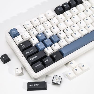 KBDiy Arctic PBT Double Shot Keycap Set,174 Keys Retro Blue Custom Key Cap Keycaps 60 Percent Cherry Profile Keycaps for 61/64/68/84/87/100/104/108 Mechanical Keyboard