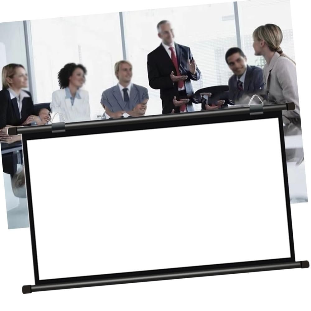 NILZA 40In Pull Down Projector Screen, Manual 3D 4K Movie Screen, Home Theater HD Projection Screens,Public Display Screen for Outdoor, Wall Mount(50",4:3)