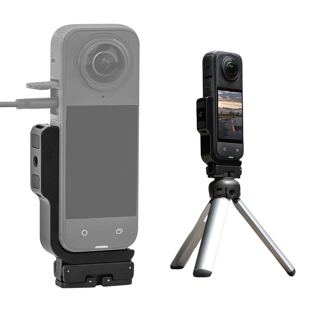 Aluminum Frame Cage for Insta360 X4,Horizontal Shooting Frame with Magnetic Adapters and Standard 1/4 Threaded Holes Compatible with Insta360 X4 Action Cameras
