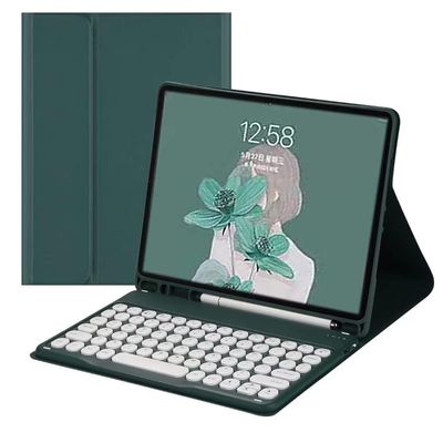 QIYIBOCASE Keyboard Case for iPad Pro 13 Inch (M5) 2025 / (M4) 2024, Flip Stand Cover with Pencil Holder and Round Keys Magnetically Detachable Keyboard, Teal
