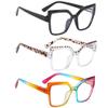bullabulling 3 Pack Trendy Cat Eye Blue Light Blocking Reading Glasses for Women, Anti UV Computer Readers L05 (black/leopard/color, 2.0, x) view 4