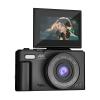 4K Digital Camera for Photography, 64MP Vlogging Camera for,3"*180 Flip Screen,18X Digital Zoom Compact Retro Camera with Battery (Black) view 1