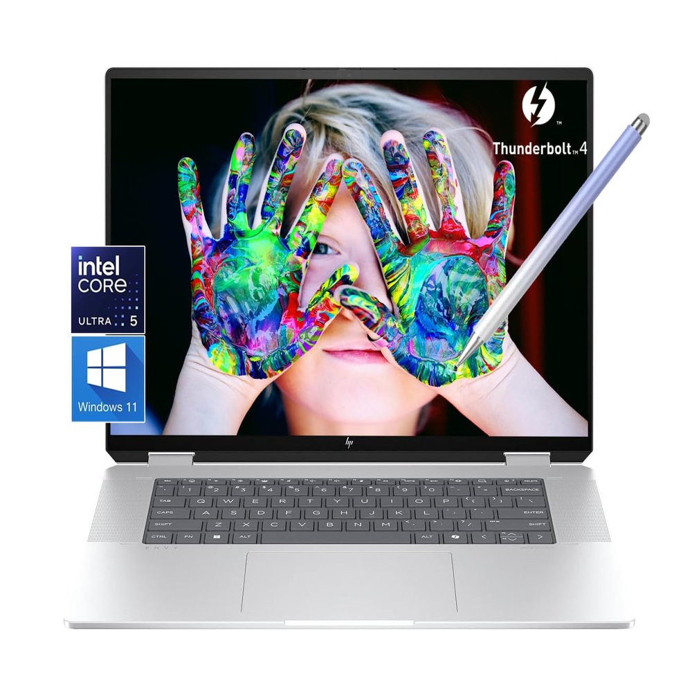 HP Envy 2-in-1 Laptop, 16" Wide Ultra XGA (1920 x 1200) Touchscreen, Intel Core Ultra 5-16GB Memory, 512GB PCIe SSD, 5MP IR Camera, Thunderbolt 4, Windows 11, w/Stylus (16GB RAM | 512GB PCIe SSD)