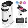 100x-250x Pocket Microscope for Kids Adults, Protable Handheld Miniscope, Mini Microscope Kit for Kids Adults Home School Lab Biology Science Education, White view 1