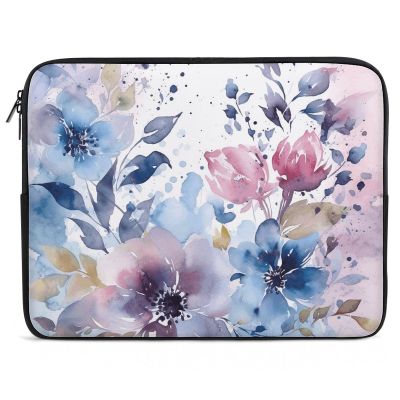 17inch Laptop Sleeve Bag Floral Watercolor Painting Laptop Bag Shockproof Computer Carrying Cover Slim Briefcase Handbag