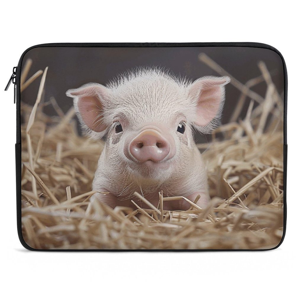 17inch Laptop Sleeve Bag Straw and Piglet Laptop Bag Shockproof Computer Carrying Cover Slim Briefcase Handbag