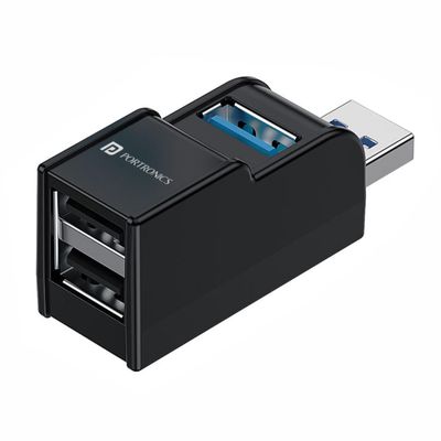 DirectNine Basics Portronic Mport 3A USB Hub (3-in-1), Multiport Adapter with USB 3.0 & 2-Port USB 2.0, Upto 5 Gbps High Data Transfer Speed for PC, Laptop & Mac (Black)