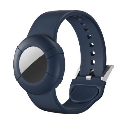 Adults Bracelet Compatible with AirTag, Soft Silicone Adults Wristband, Anti-Lost, Anti-Scratch Protective Case Cover Holder Compatible with Apple Air Tags Tracker (Night Blue)