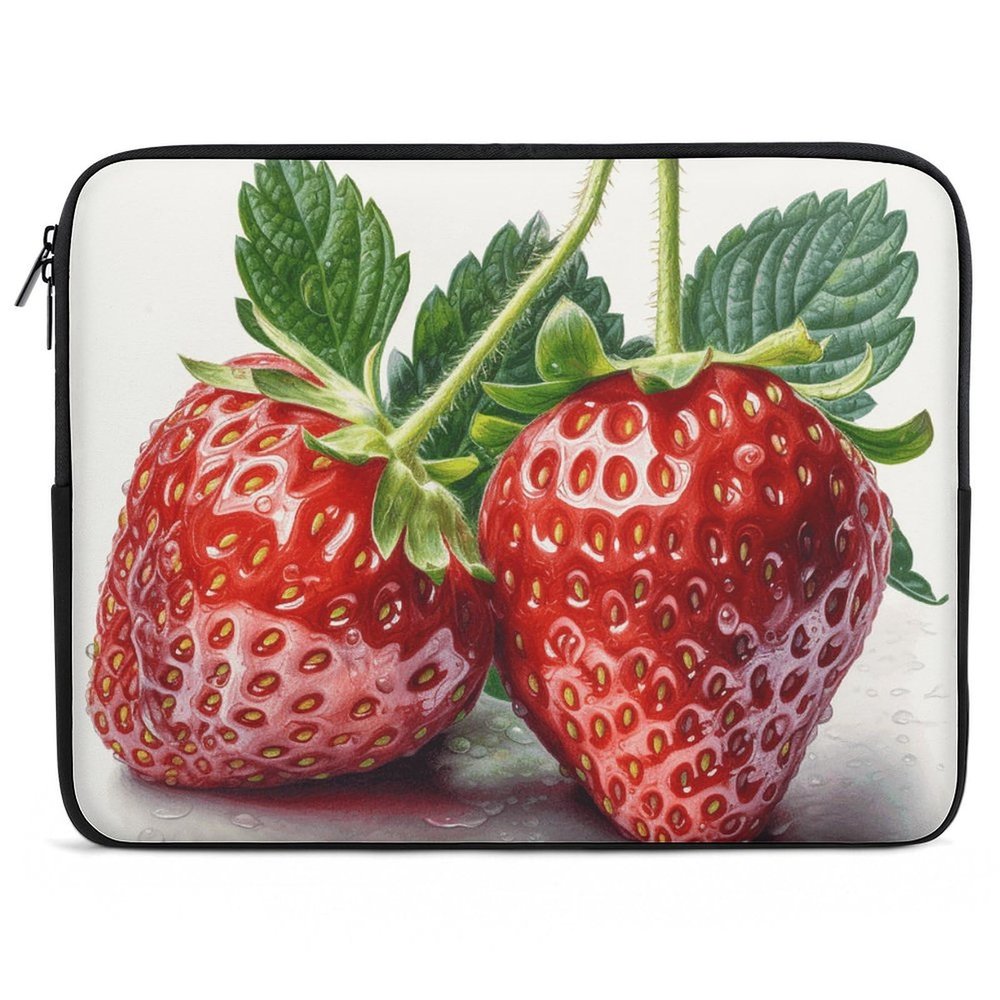17inch Laptop Sleeve Bag Two Strawberries Laptop Bag Shockproof Computer Carrying Cover Slim Briefcase Handbag