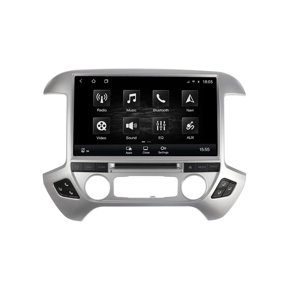 13.3 inch Android 14.0 Car Stereo for Chevrolet Silverado GMC Sierra 2014 2015 2016 2017 2018 Car Radio Navigation Muleimedia Player DSP Unit (Silver, 6-128GB)