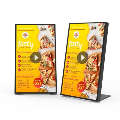 Canlarriz Digital Menu Board 18.5 inch Desktop Digital Signage Display Advertising Screen for Stores Restaurants and Commercial Display 700 nits Ultra-High Brightness Free Web Content Editor Android