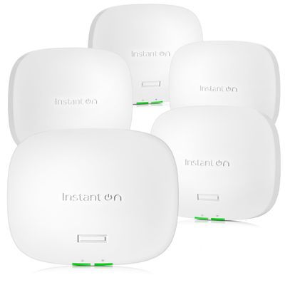 HPE Networking Instant On Access Point AP32 2x2 WiFi 6E Indoor Wireless Access Point (5 Pack) | Secure, Tri-Band, Future Ready | Power Source Not Included | US Model (S1T22A-5PACK)